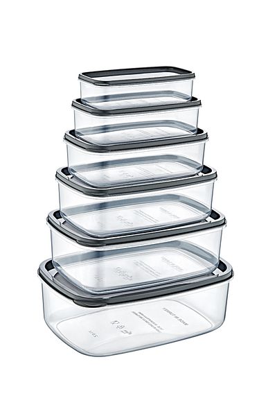 Bee Home Rectangular Sweet Transparent Storage Container Set 300/500/800/1200/1900/2900 Ml 6 Pieces Dg-3153060218015