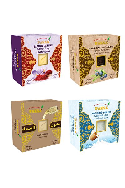 paksa زعفران طبيعي، قطران العرعر، المسك، صابون حليب الماعز (4 قطع)