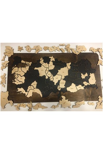 MapofX 100% Wooden Jigsaw Puzzle Turkey Map - All Provinces Removable Geography Learning Tool 65X35 cm