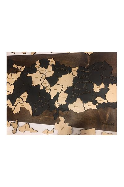 MapofX 100% Wooden Jigsaw Puzzle Turkey Map - All Provinces Removable Geography Learning Tool 65X35 cm
