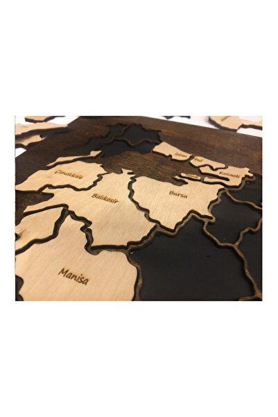 MapofX %100 Ahşap Gez-boz Türkiye Haritası - Tüm Iller Çıkarılabilir Coğrafya Öğrenme Aracı 65x35 Cm
