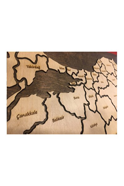 MapofX %100 Ahşap Gez-boz Türkiye Haritası - Tüm Iller Çıkarılabilir Coğrafya Öğrenme Aracı 65x35 Cm