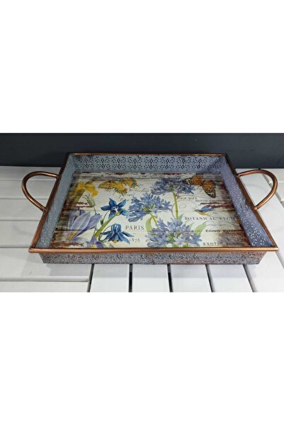 elif aksesuar صينية معدنية مستطيلة الشكل على شكل زهرة