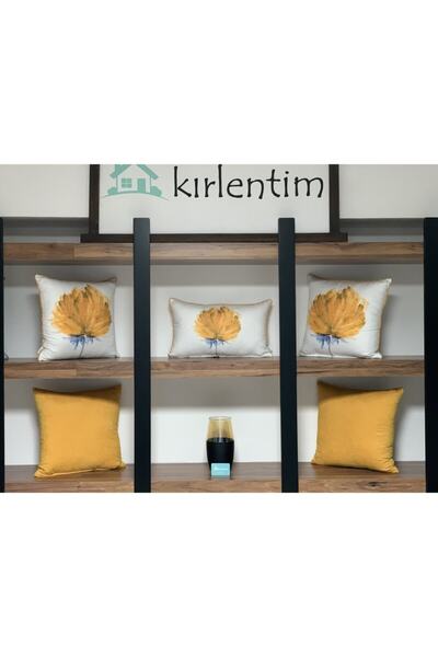 KIRLENTİM E75 زهرة الخردل ومجموعة كومبو عادي غطاء وسادة رمي