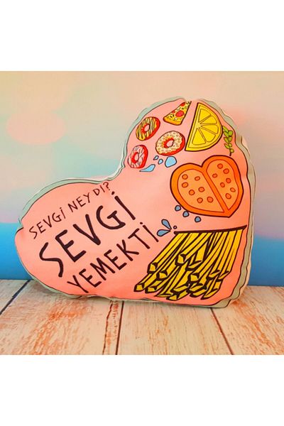 Hediye Deposu وسادة مصممة من Love What Is Food