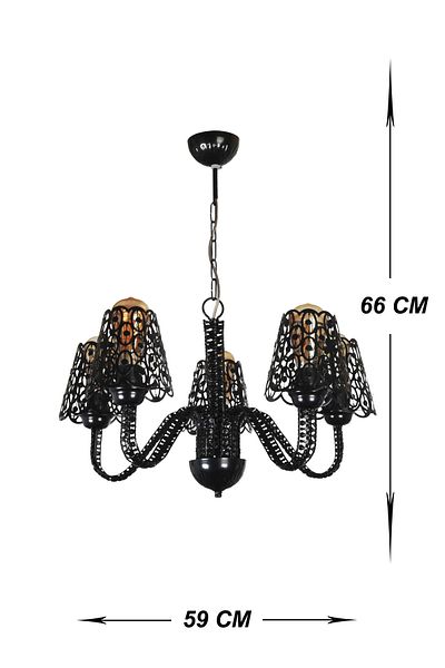 VENON Alisa 5-Piece Metal Black Chandelier - Güven 0053664