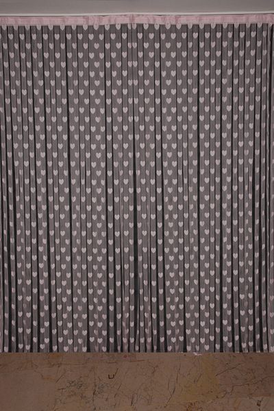 AKÇA TEKSTİL Powder Heart Rope Curtain Premade Buttons Sewn Coupons Curtain 300*270cm