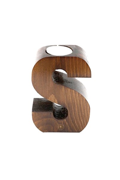 ADF TOPTAN Dekoratif Ahşap Harf Mumluk Ş-harfi