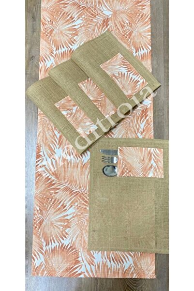 meditroia Американська сервірувальна скатертина та бігун з помаранчевим візер...