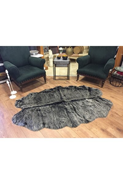 GizHome Alaska Peluş Çamaşır Makinesinde Yıkanabilen Post Halı Siyah Kırçıllı