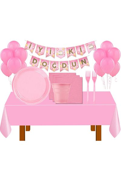 Partimarka Pink Themed Birthday Set for 25 People