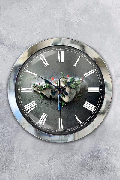 Kasva Concept Gift 36 cm Chrome Metal Natural Wall Clock