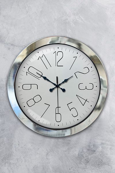 Kasva Concept Gift 36 cm Chrome Metal Classic Wall Clock