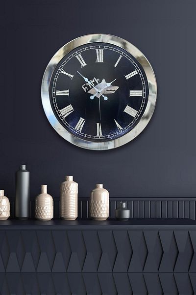 Kasva Concept 36 cm Chrome Metal Bozkurt Turkish Wall Clock