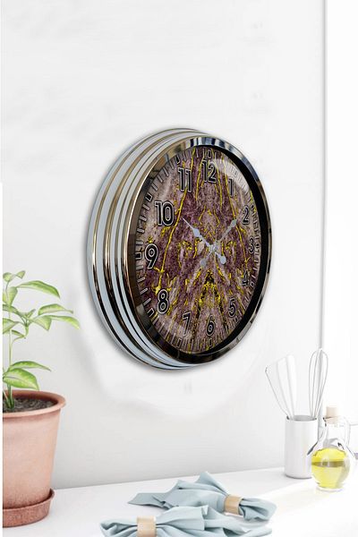 Kasva Concept 40 Cm Crom Metal Nou Ceas de Perete Marmură Cadou