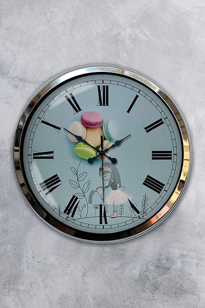 Kasva Concept Gift 40 cm Chrome Metal Macaron Wall Clock