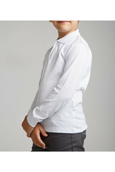 Nacar Unisex Children's Polo Neck Long Sleeve White T-shirt