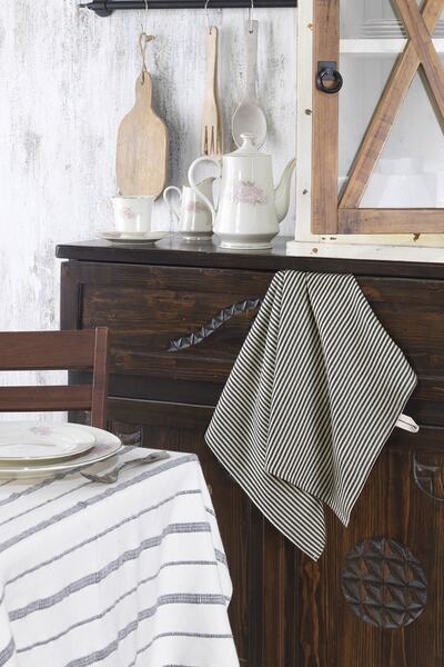 ÖDEL HOME Black Fine Line Patterned Kitchen Napkin - Drying Cloth