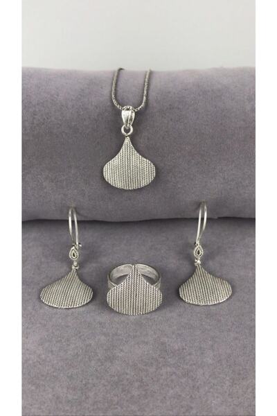 BEY SİLVER Telkari Damla Gümüş Kadın Set