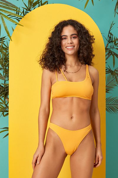 No Gossip One Shoulder Form Bikini Single Top219103 Yellow