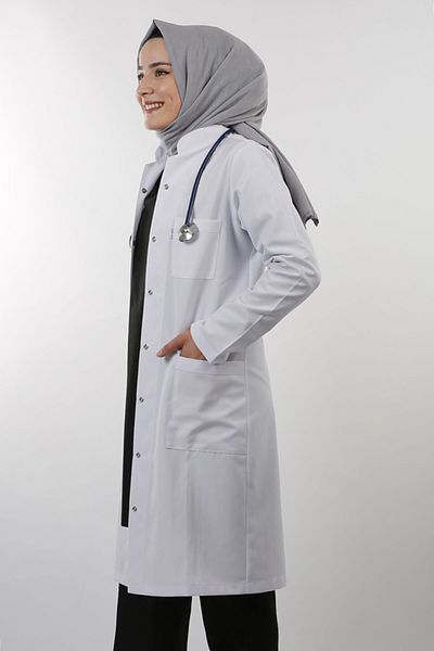 EMIR Women's White Long Sleeve 100 cm Prevailing Collar Alpaca Teacher Doctor Pharmacist Nurse Apron