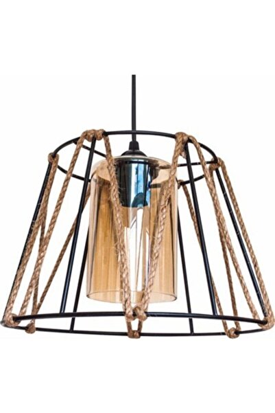 Genel Markalar Şık Siyah Tel Kafes Halatlı Sarkıt Avize, Modern ve Estetik Aydınlatma Seçeneği