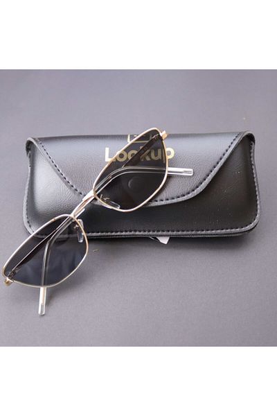 LOOKUP Unisex Black Glass Metal Frame Cateye Women Men's Sunglasses