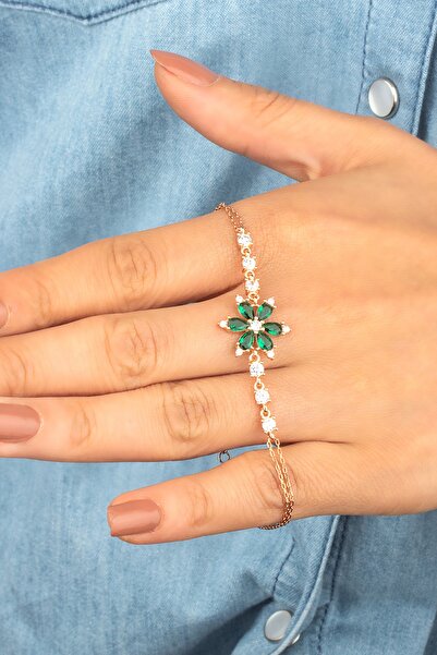 Miavi Silver 925 Ayar Gümüş Yeşil Nergis Çiçeği Bileklik
