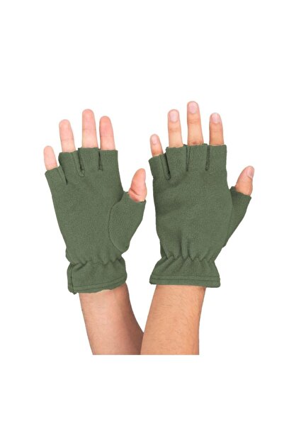 LEADER TRADE Eldiven Polar Kesik Parmaklı Haki Renk