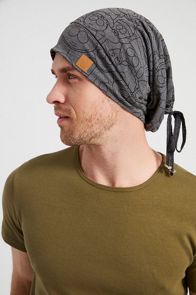 Butikgiz Men's Smoked Rope Detailed Patterned Special Design 4 Season Hat Beret Buff - Ultra Soft Natural Combed Cotton