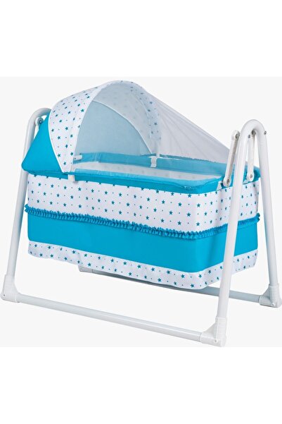 Alyans Portatif Katlanabilir Bez Beşik, Yatak Hediyeli (mavi)