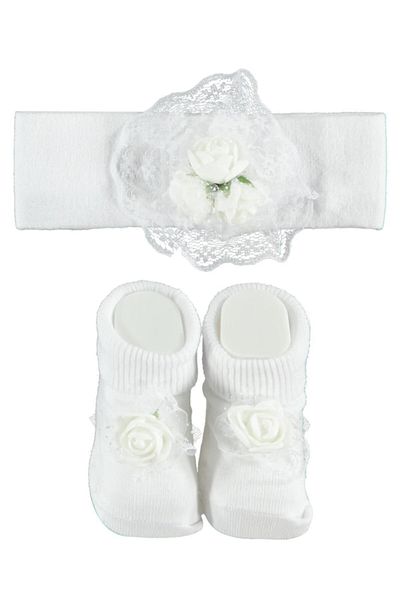 Minidamla Rose Hair Band Socks 44992 White