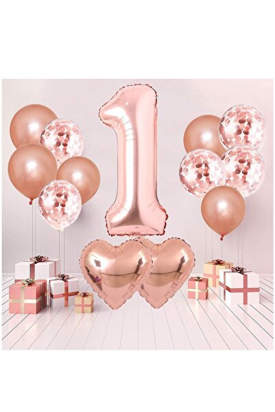 BİDOLUMUTLULUK 1 Yaş Doğum Günü Seti Rosegold