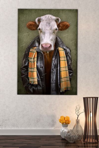 Morfil Sanat Atölyesi Dekorativna slika na platnu "Čovek krava"