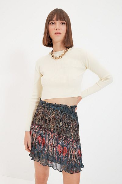 Trendyol Collection Zöld mintás szőtt szoknya TWOSS19ST0094