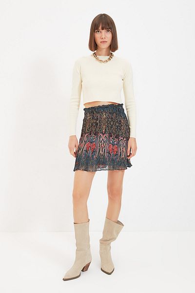 Trendyol Collection Zöld mintás szőtt szoknya TWOSS19ST0094
