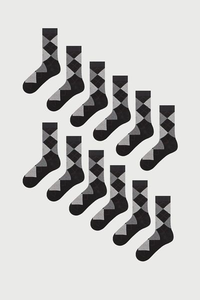 MEM SOCKS Мъжки чорапи с карирани шарки, чифт от 12 броя