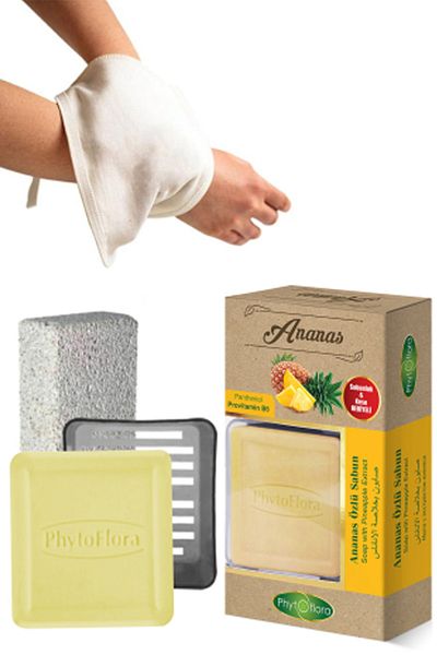 Phytoflora صابون الأناناس وفرك الحمام، موزع الصابون الصلب