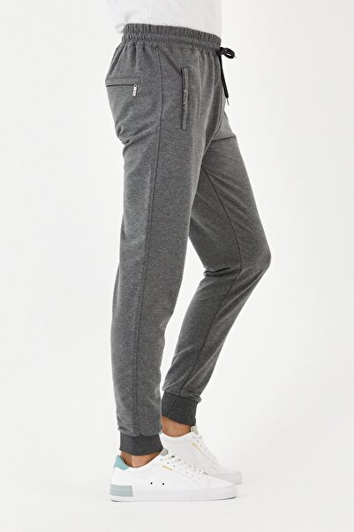 DOAYS Ανδρικό αθλητικό παντελόνι, Skinny πόδι, Ελαστική μέση, πίσω τσέπη, ελαστικό φερμουάρ, συμπαγές χτενισμένο βαμβάκι