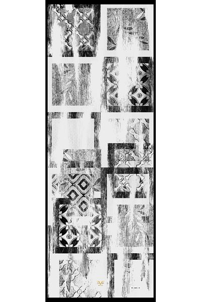 19V69 ITALIA Silver Black Shawl Geometric Pattern Dora Series with Scarf Hanger and Gift Set 75x200 Cm