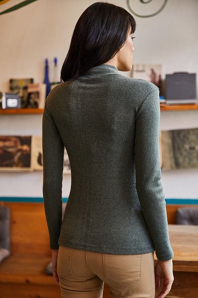 Olalook Női khaki félhalász bordás kamisole test, BLZ-19000599