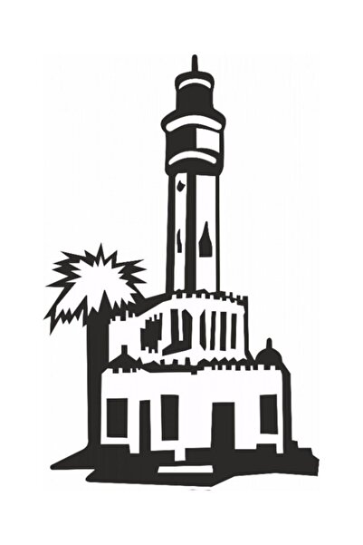 Trend Garaj Izmir Clock Tower Black Foil Sticker 20 X 12 Cm