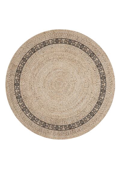 Modern home Siyah Desenli Yuvarlak Halı Antibakteriyel Dijital Baskı Deri Kay...