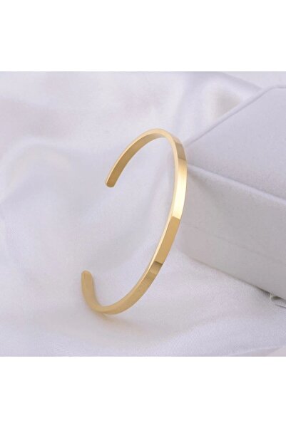 AKCstore Düz Çelik Kelepçe Bileklik Gold