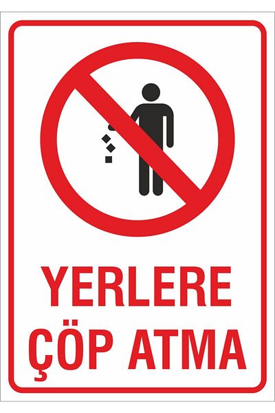 BORNOVA DİJİTAL لافتة تحذير لسلامة العمل مقاس 24 × 34 سم. (التخلص من القمامة في الأماكن) (IG029)