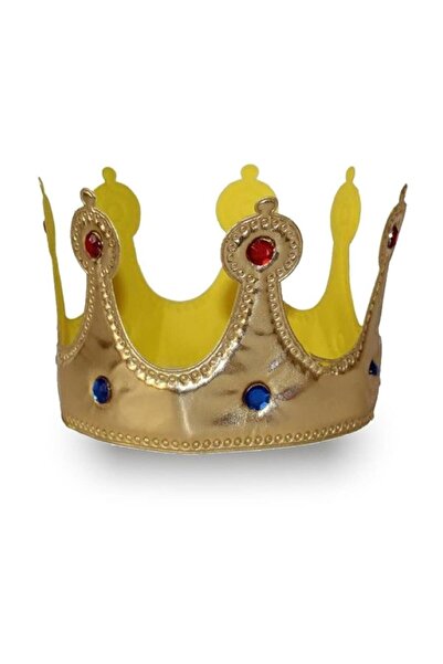 Parti dolabı 1 Adet Gold Altın Rengi Kumaş Kral Tacı, Yumuşak Sünger Erkek Taç