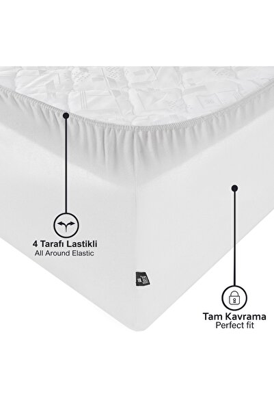 Berg Bettlaken 200x220 +45 Cm Height Elastic Luxury Combed Cotton Bed Sheet White, Luxury Fitted Sheet Cotton