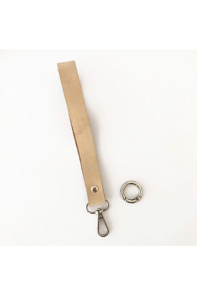 Alfa Tasarım Real Leather Wrist Strap (22 Cm) 2cm Spring Ring - Bone Color with Silver Accessories