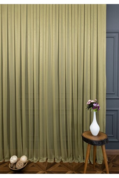 perdealemi Пряма тюлева штора Грек хакі зелена, 450x250, щільна складка, 1/3