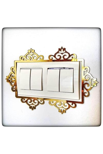 Aker Hediyelik Decorative Socket Edge Ornament Gold Color Plexi Double Socket Switch Frame